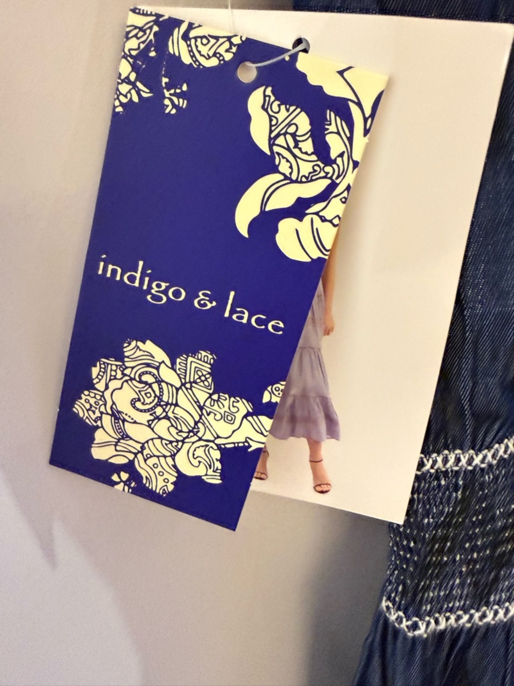 Navy Blue Tiered Maxi Dress with Tie Neck - Picture 4 of 5